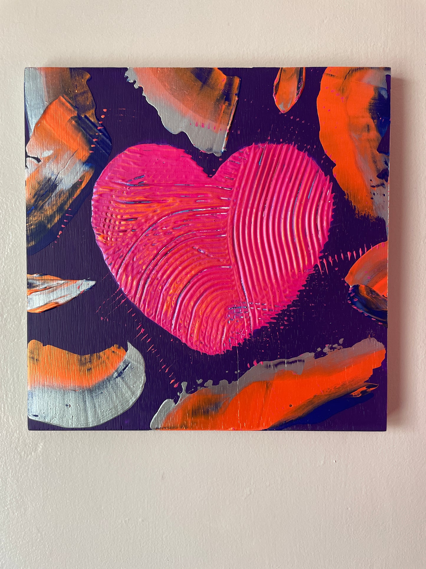 Crazy in Love I - Original abstract acrylic painting - 8" (20cm) x 8" (20cm) x 0.5" (1.2cm)