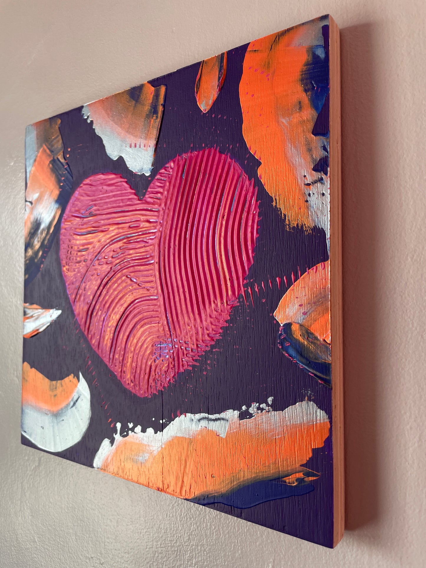 Crazy in Love I - Original abstract acrylic painting - 8" (20cm) x 8" (20cm) x 0.5" (1.2cm)