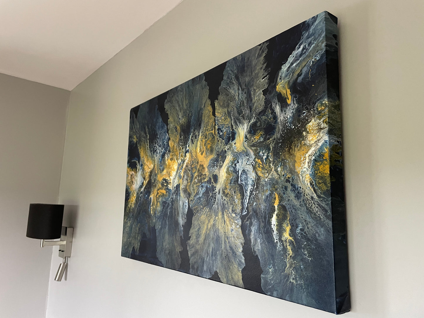 Abyssal Plain - Original abstract acrylic painting-30"(76cm) x 20"(51cm) x 1.8"(4.5cm)