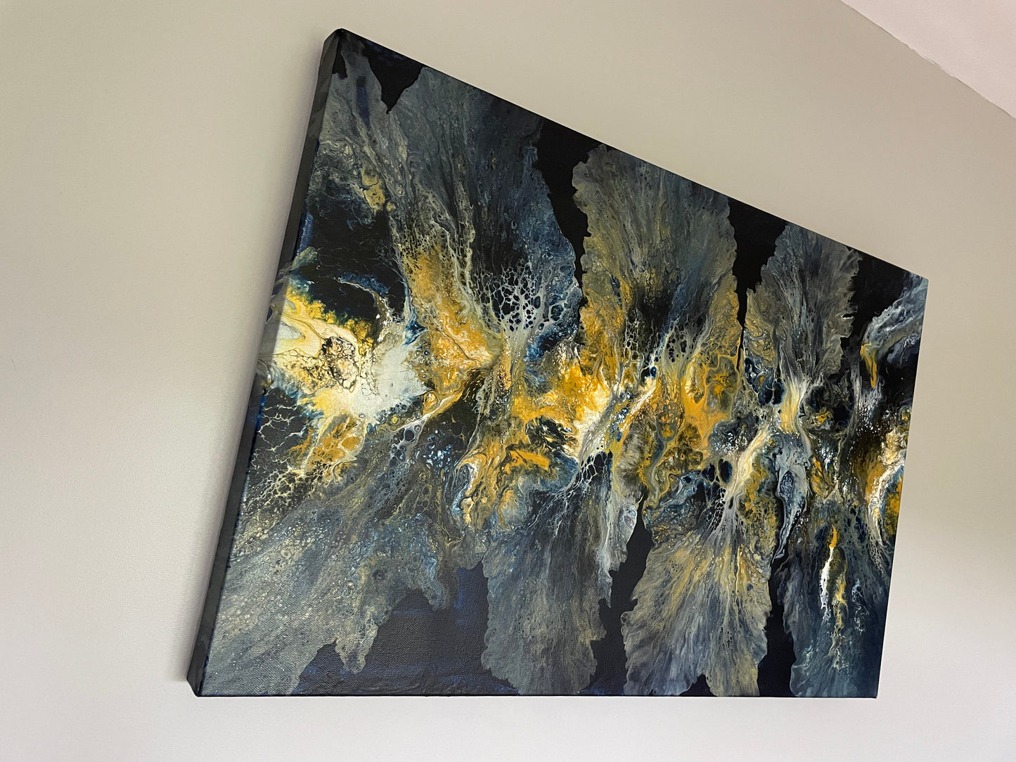 Abyssal Plain - Original abstract acrylic painting-30"(76cm) x 20"(51cm) x 1.8"(4.5cm)