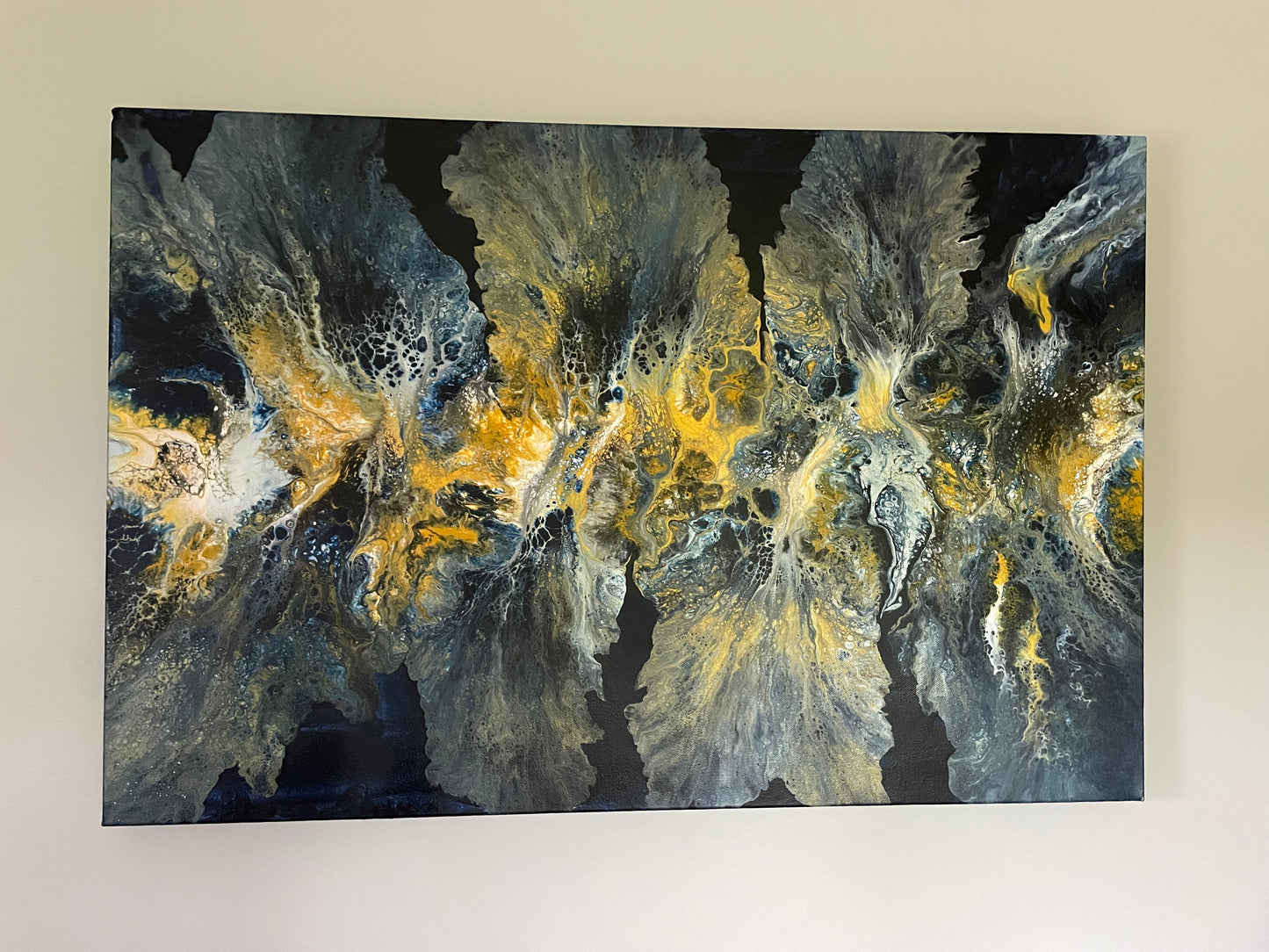 Abyssal Plain - Original abstract acrylic painting-30"(76cm) x 20"(51cm) x 1.8"(4.5cm)