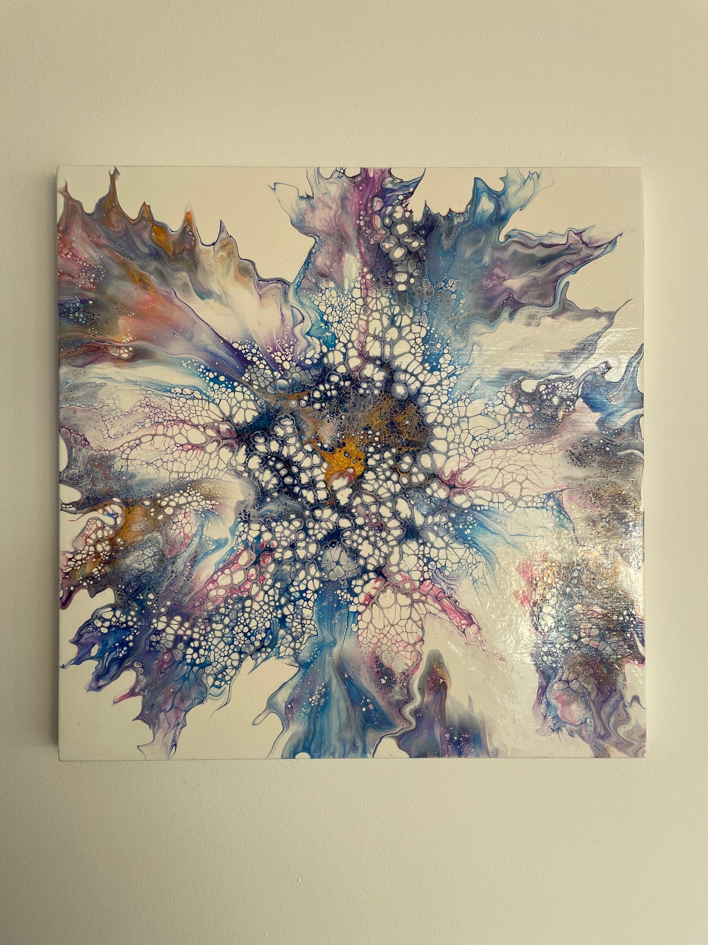 Blooming - Original abstract acrylic painting - 12" (30cm) x 12" (30cm) x 0.7" (1.9cm)