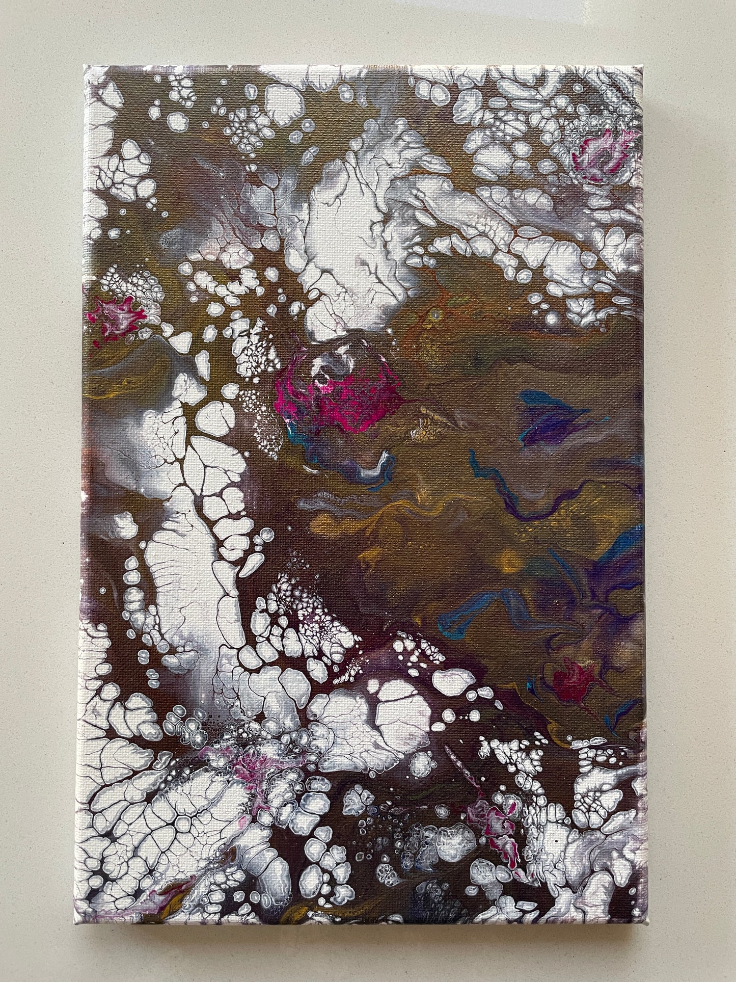 Brass - Original abstract acrylic painting - 12" (30cm) x 8" (20cm) x 0.7" (1.8cm)