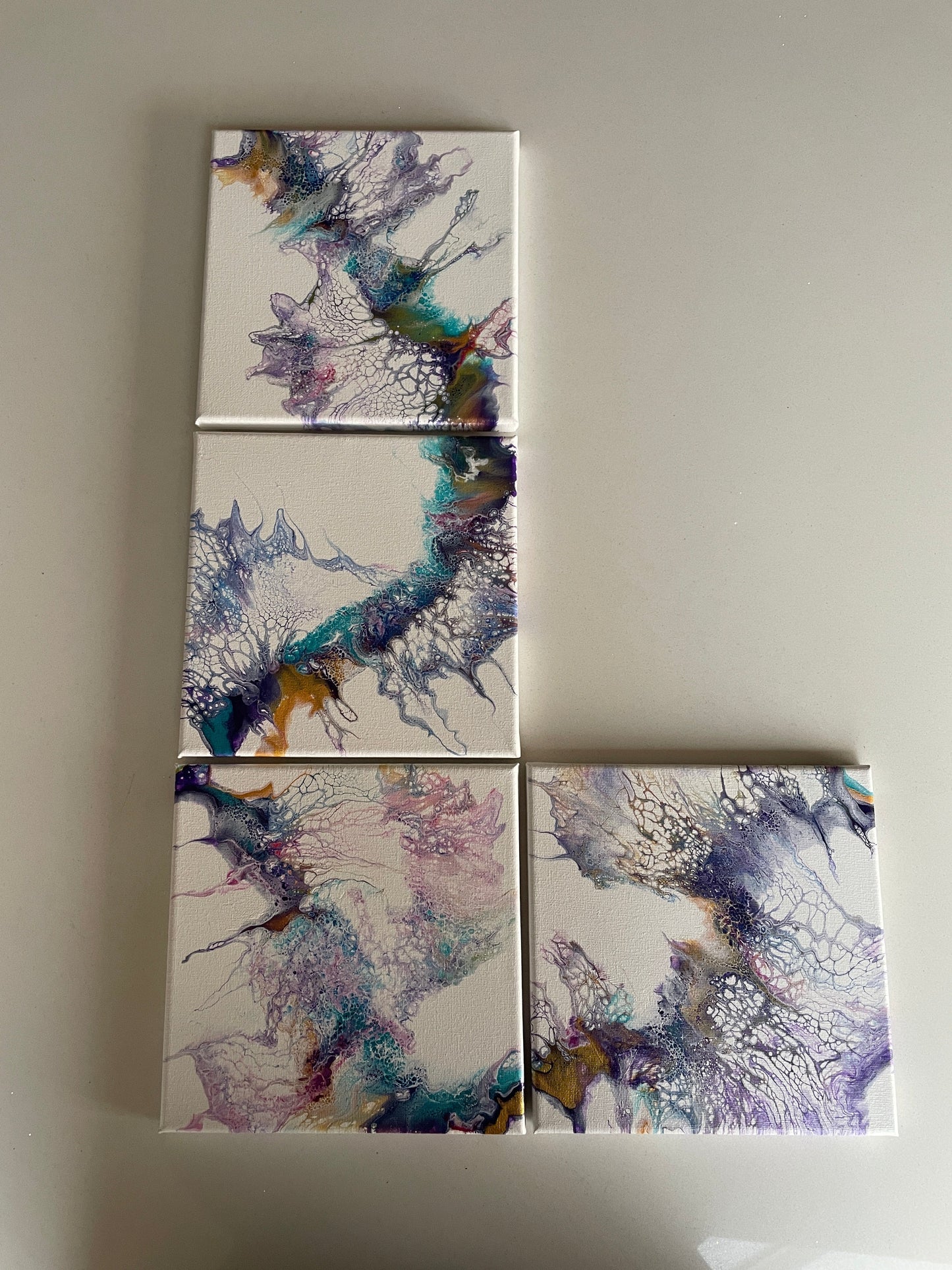 Bah - Original abstract acrylic painting - 8" (20cm) x 8" (20cm) x 0.7" (1.8cm)